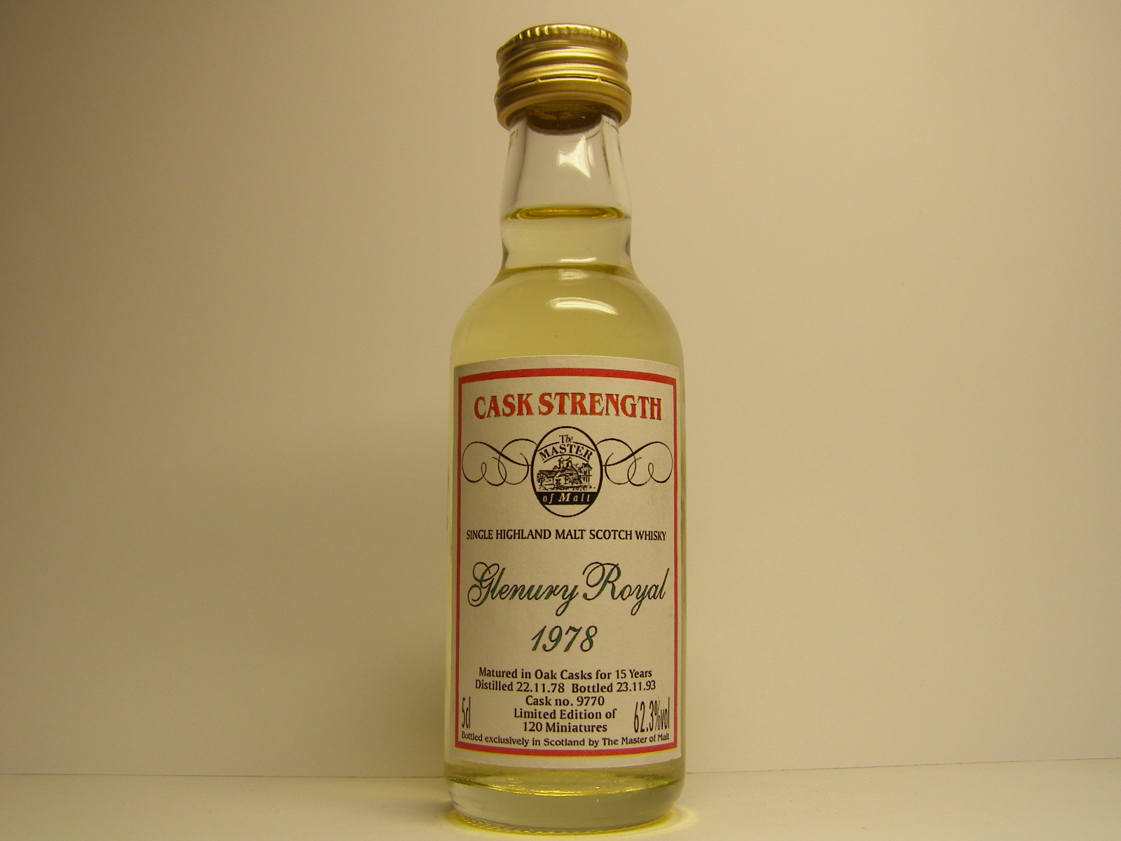 Cask Strenght SHMSW 15yo 1978-1993 "Master of Malt" 5cl 62,3%vol